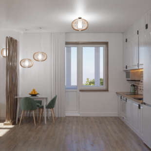Фото № 6: Дизайн-проект однокомнатной квартиры 38.28  м² Стиль Лофт для ЖК в г. Новосибирск