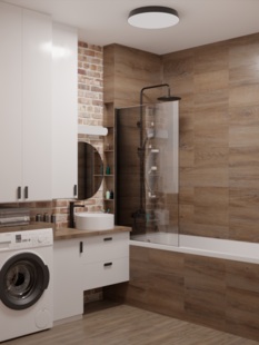 Фото № 4: Дизайн-проект однокомнатной квартиры 38.28  м² Стиль Лофт для ЖК в г. Новосибирск