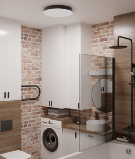 Фото № 5: Дизайн-проект однокомнатной квартиры 38.28  м² Стиль Лофт для ЖК в г. Новосибирск