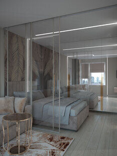 Фото № 3: Дизайн-проект однокомнатной квартиры 31.2  м² стиль Модернизм для ЖК Московский