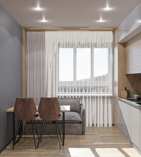 Фото № 6: Дизайн-проект однокомнатной квартиры 31.2  м² Современный стиль для ЖК Большое Путилково