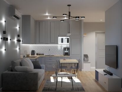 Фото № 1: Дизайн-проект двухкомнатной квартиры 43.43  м² Скандинавский стиль для ЖК Ты и Я