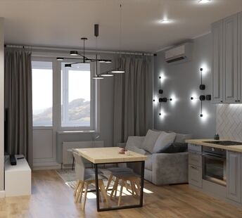 Фото № 5: Дизайн-проект двухкомнатной квартиры 43.43  м² Скандинавский стиль для ЖК Ты и Я