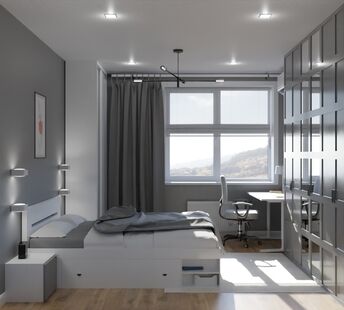 Фото № 2: Дизайн-проект двухкомнатной квартиры 43.43  м² Скандинавский стиль для ЖК Ты и Я