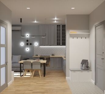 Фото № 6: Дизайн-проект двухкомнатной квартиры 43.43  м² Скандинавский стиль для ЖК Ты и Я