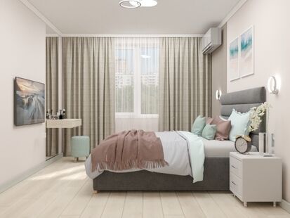 Фото № 1: Дизайн-проект трехкомнатной квартиры 61.04  м² Стиль Контемпорари для ЖК Московский