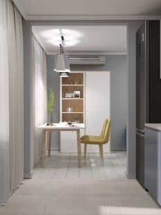 Фото № 2: Дизайн-проект трехкомнатной квартиры 61.04  м² Стиль Контемпорари для ЖК Московский