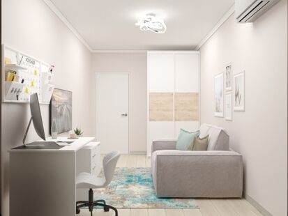 Фото № 4: Дизайн-проект трехкомнатной квартиры 61.04  м² Стиль Контемпорари для ЖК Московский