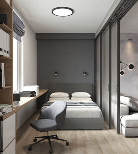 Фото № 2: Дизайн-проект однокомнатной квартиры 46.4  м² Стиль Лофт для ЖК Авиатор