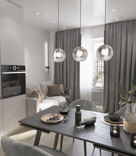 Фото № 2: Дизайн-проект четырехкомнатной квартиры 79.8  м² стиль Модернизм для ЖК Лучи