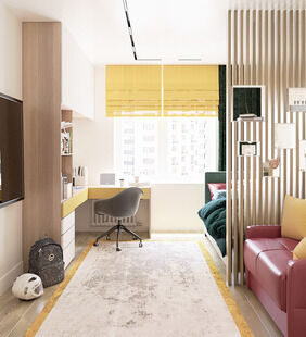 Фото № 4: Дизайн-проект четырехкомнатной квартиры 79.8  м² стиль Модернизм для ЖК Лучи