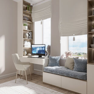 Фото № 1: Дизайн-проект четырехкомнатной квартиры 88.7  м² Современный стиль для ЖК Скандинавия Юг