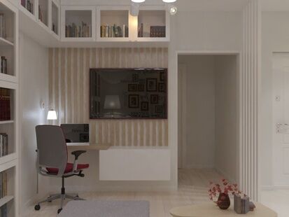 Фото № 3: Дизайн-проект четырехкомнатной квартиры 78.69  м² Стиль Модернизм для ЖК Московский