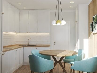 Фото № 1: Дизайн-проект четырехкомнатной квартиры 78.69  м² Стиль Модернизм для ЖК Московский