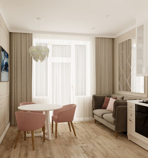 Фото № 5: Дизайн-проект однокомнатной квартиры 39.93  м² Стиль Современная классика для ЖК Московский