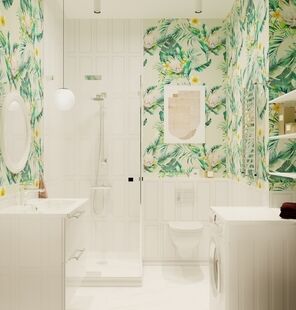 Фото № 3: Дизайн-проект однокомнатной квартиры 39.93  м² Стиль Современная классика для ЖК Московский