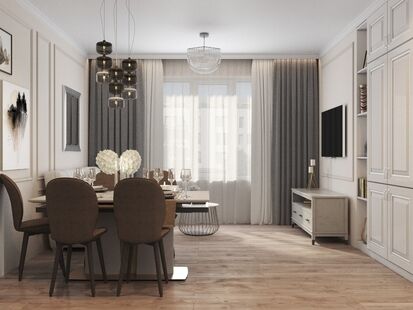 Фото № 5: Дизайн-проект двухкомнатной квартиры 48.0  м² Стиль Современная классика для ЖК Хорошевский