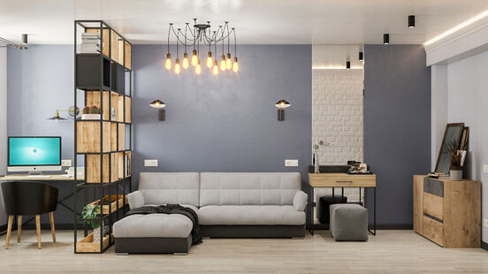 Фото № 2: Дизайн-проект трехкомнатной квартиры 55.12  м² Стиль Лофт для ЖК Московский