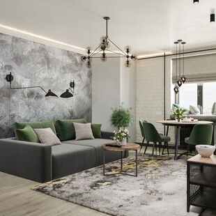 Фото № 1: Дизайн-проект трехкомнатной квартиры 55.12  м² Стиль Лофт для ЖК Московский