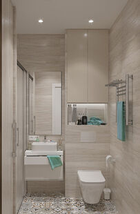 Фото № 4: Дизайн-проект трехкомнатной квартиры 73.79  м² Современный стиль для ЖК Брусчатый Поселок