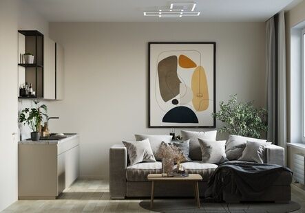 Фото № 1: Дизайн-проект трехкомнатной квартиры 77.4  м² Стиль Минимализм для ЖК Фонвизинский