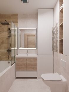 Фото № 2: Дизайн-проект двухкомнатной квартиры 35.0  м² Современный стиль для ЖК Измайловский лес