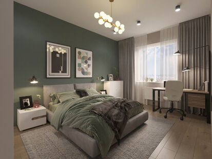 Фото № 6: Дизайн-проект однокомнатной квартиры 51.09  м² Скандинавский стиль для ЖК Фестиваль Парк