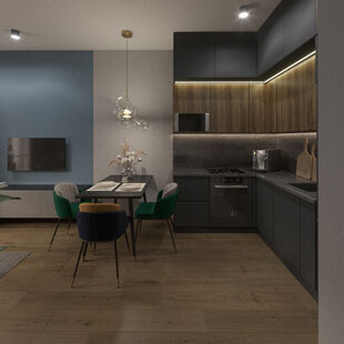 Фото № 4: Дизайн-проект однокомнатной квартиры 51.09  м² Скандинавский стиль для ЖК Фестиваль Парк