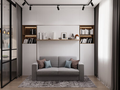 Фото № 1: Дизайн-проект двухкомнатной квартиры 38.8  м² Стиль Модернизм для ЖК Union Park