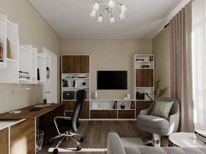 Фото № 3: Дизайн-проект трехкомнатной квартиры 70.25  м² Стиль Современная классика для ЖК Level Павелецкая