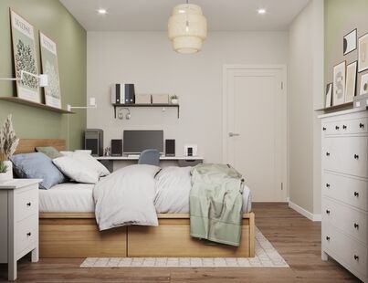 Фото № 6: Дизайн-проект однокомнатной квартиры 41.2  м² Скандинавский стиль для ЖК Форест