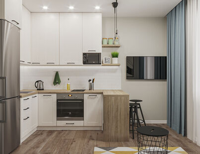 Фото № 5: Дизайн-проект однокомнатной квартиры 41.2  м² Скандинавский стиль для ЖК Форест