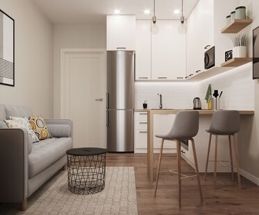 Фото № 2: Дизайн-проект однокомнатной квартиры 41.2  м² Скандинавский стиль для ЖК Форест