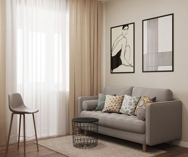 Фото № 3: Дизайн-проект однокомнатной квартиры 41.2  м² Скандинавский стиль для ЖК Форест