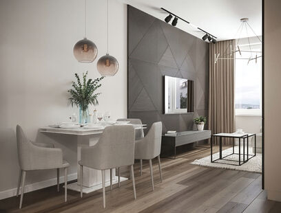 Фото № 1: Дизайн-проект трехкомнатной квартиры 60.8  м² Современный стиль для ЖК Сердце Одинцово