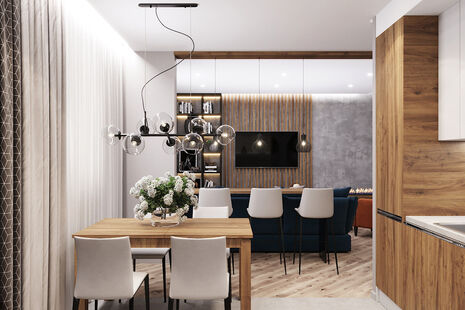 Фото № 5: Дизайн-проект трехкомнатной квартиры 81.2  м² Стиль Модернизм для ЖК Лыткарино Хит