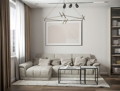 Фото № 4: Дизайн-проект трехкомнатной квартиры 60.8  м² Современный стиль для ЖК Сердце Одинцово