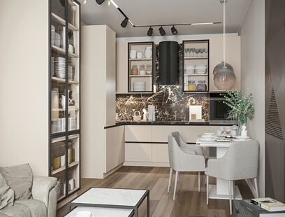 Фото № 6: Дизайн-проект трехкомнатной квартиры 60.8  м² Современный стиль для ЖК Сердце Одинцово