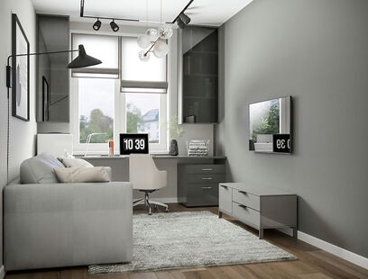 Фото № 2: Дизайн-проект трехкомнатной квартиры 60.8  м² Современный стиль для ЖК Сердце Одинцово