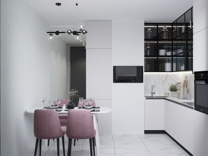 Фото № 6: Дизайн-проект трехкомнатной квартиры 72.9  м² стиль Модернизм для ЖК Московский