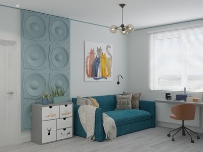 Фото № 3: Дизайн-проект трехкомнатной квартиры 72.9  м² стиль Модернизм для ЖК Московский