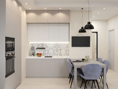 Фото № 4: Дизайн-проект трехкомнатной квартиры 46.4  м² стиль Модернизм для ЖК Тетрис