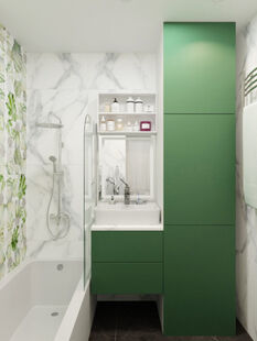 Фото № 3: Дизайн-проект трехкомнатной квартиры 46.4  м² стиль Модернизм для ЖК Тетрис