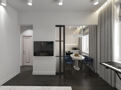 Фото № 3: Дизайн-проект трехкомнатной квартиры 73.45  м² Стиль Минимализм для ЖК Московский