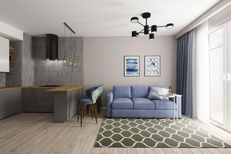 Фото № 1: Дизайн-проект трехкомнатной квартиры 66.57  м² стиль Модернизм для ЖК Летний Сад