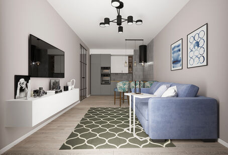 Фото № 5: Дизайн-проект трехкомнатной квартиры 66.57  м² стиль Модернизм для ЖК Летний Сад