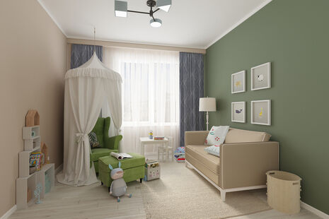 Фото № 6: Дизайн-проект трехкомнатной квартиры 66.57  м² стиль Модернизм для ЖК Летний Сад