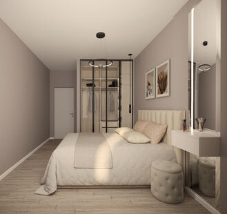 Фото № 3: Дизайн-проект трехкомнатной квартиры 66.57  м² стиль Модернизм для ЖК Летний Сад