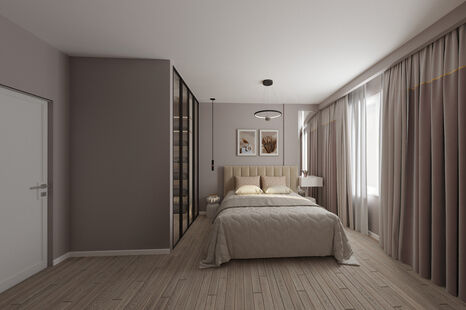 Фото № 2: Дизайн-проект трехкомнатной квартиры 66.57  м² стиль Модернизм для ЖК Летний Сад