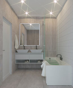 Фото № 4: Дизайн-проект трехкомнатной квартиры 66.57  м² стиль Модернизм для ЖК Летний Сад